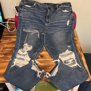 18. American Eagle super distressed jeans. Medium wash. EUC.